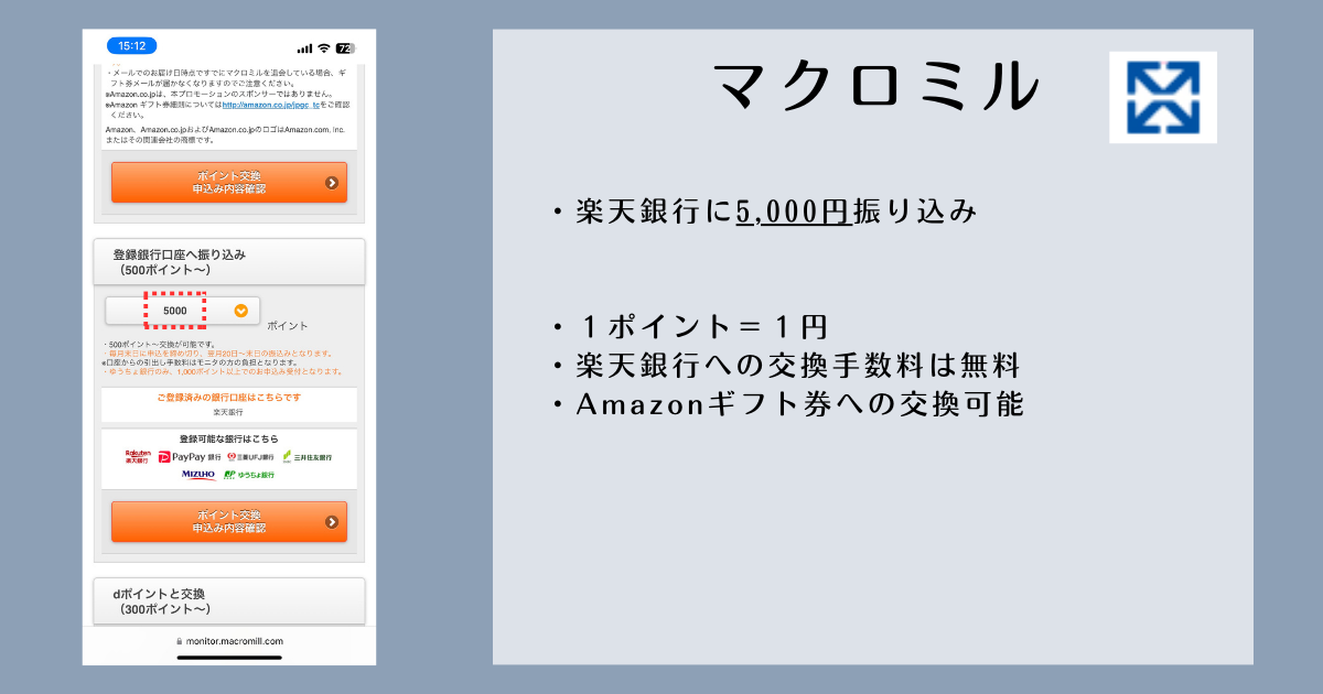 マクロミルで貯めたポイント
