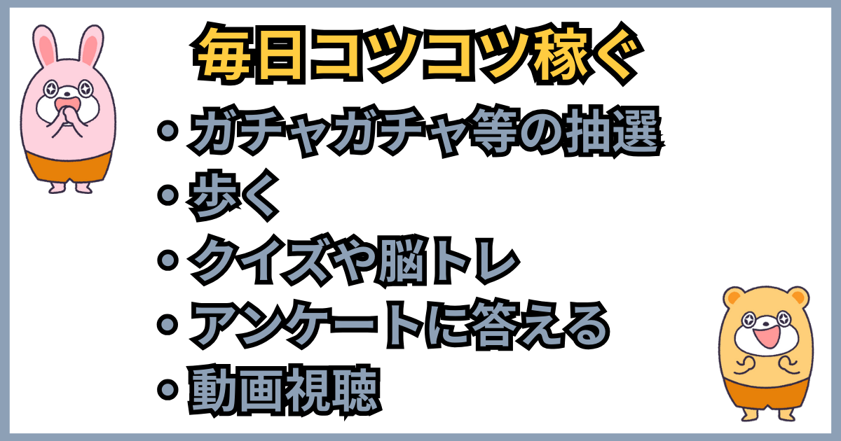 ポイントタウンにおける毎日やること