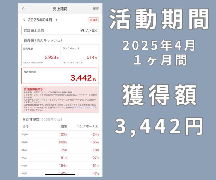 楽天ルーム実績